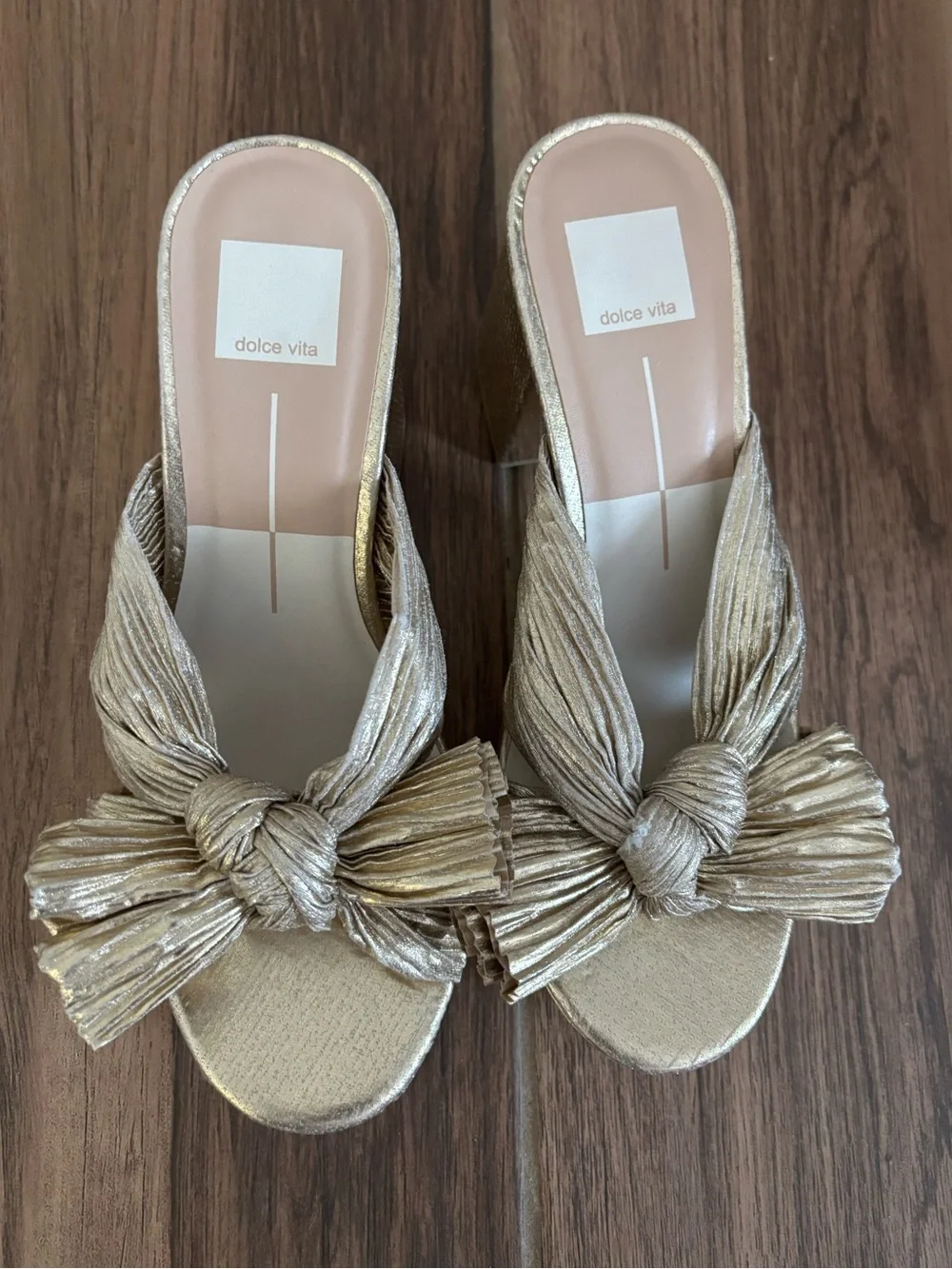 Dolce Vita Slip-On Platform Bow Mule with Knot Bow - Gold